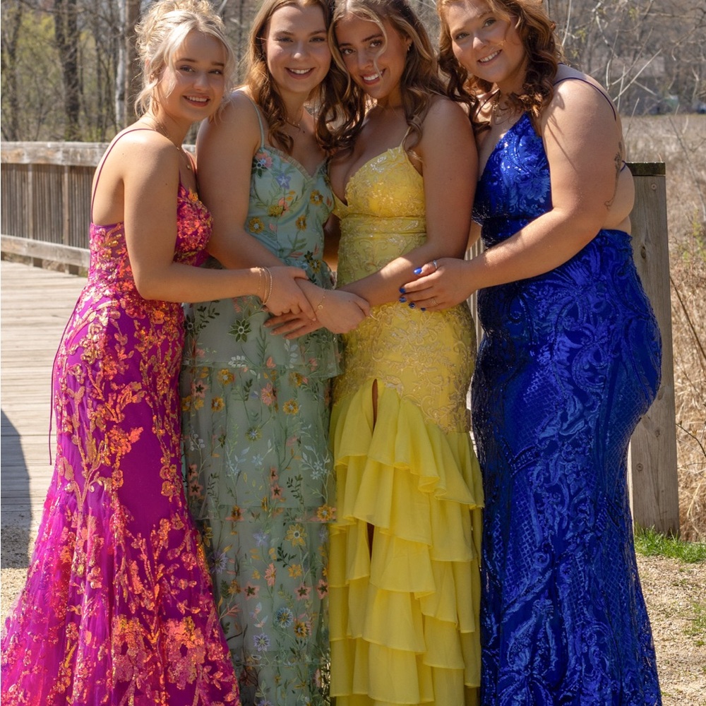 Yellow Ruffle Prom Dress - Picture 3 of 4